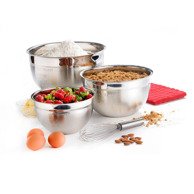 Stainless Steel Mixing Bowls with Lids, Set of 3